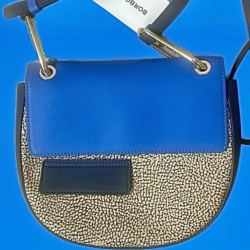 Borbonese Blue & Tan Crossbody Messenger Bag 904128 - Picture 2 of 7